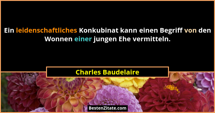 Ein leidenschaftliches Konkubinat kann einen Begriff von den Wonnen einer jungen Ehe vermitteln.... - Charles Baudelaire