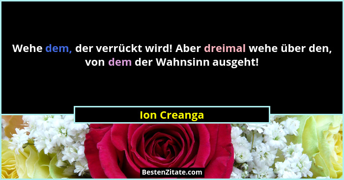 Wehe dem, der verrückt wird! Aber dreimal wehe über den, von dem der Wahnsinn ausgeht!... - Ion Creanga