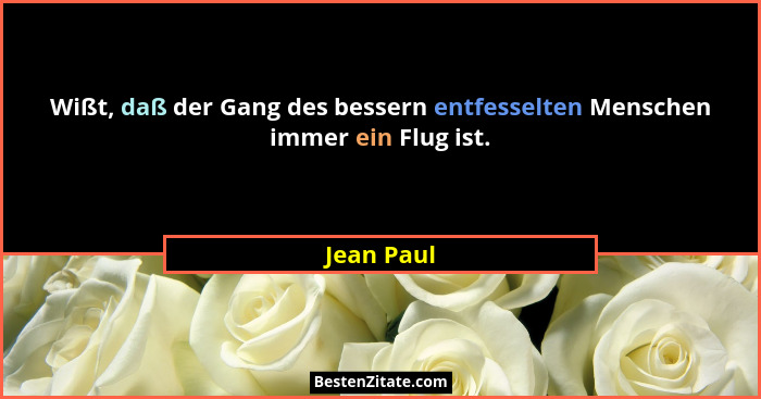 Wißt, daß der Gang des bessern entfesselten Menschen immer ein Flug ist.... - Jean Paul