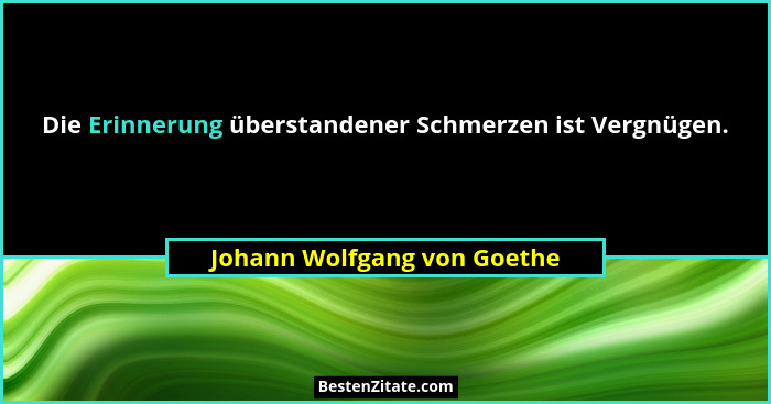 Die Erinnerung überstandener Schmerzen ist Vergnügen.... - Johann Wolfgang von Goethe