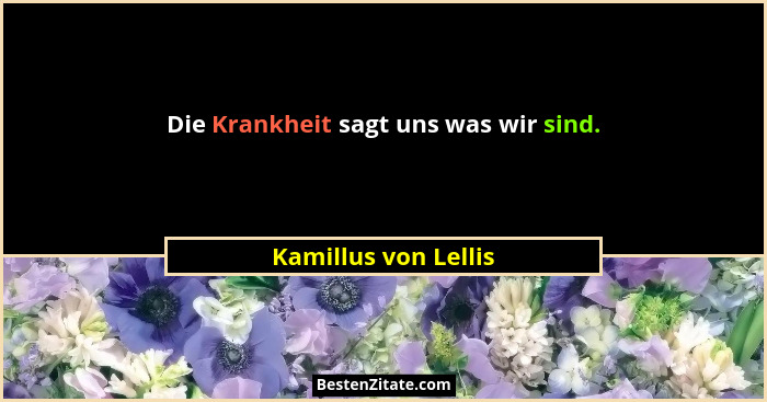 Die Krankheit sagt uns was wir sind.... - Kamillus von Lellis