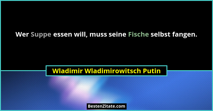 Wer Suppe essen will, muss seine Fische selbst fangen.... - Wladimir Wladimirowitsch Putin