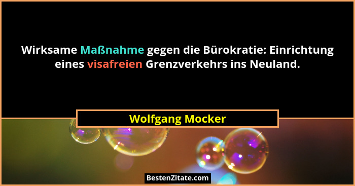 Wirksame Maßnahme gegen die Bürokratie: Einrichtung eines visafreien Grenzverkehrs ins Neuland.... - Wolfgang Mocker