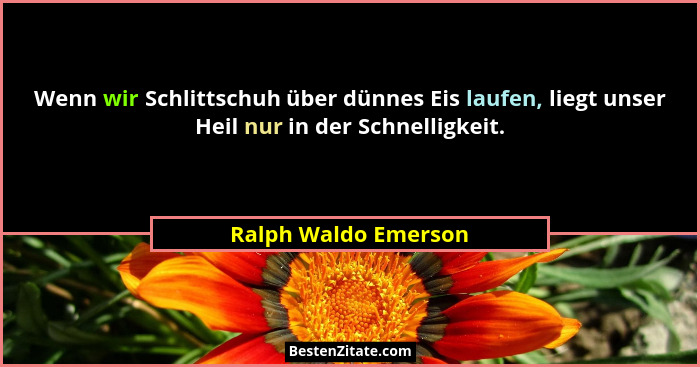Wenn wir Schlittschuh über dünnes Eis laufen, liegt unser Heil nur in der Schnelligkeit.... - Ralph Waldo Emerson