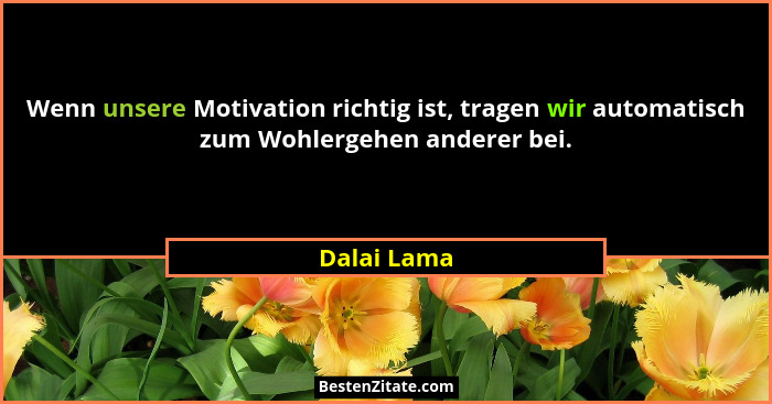 Wenn unsere Motivation richtig ist, tragen wir automatisch zum Wohlergehen anderer bei.... - Dalai Lama