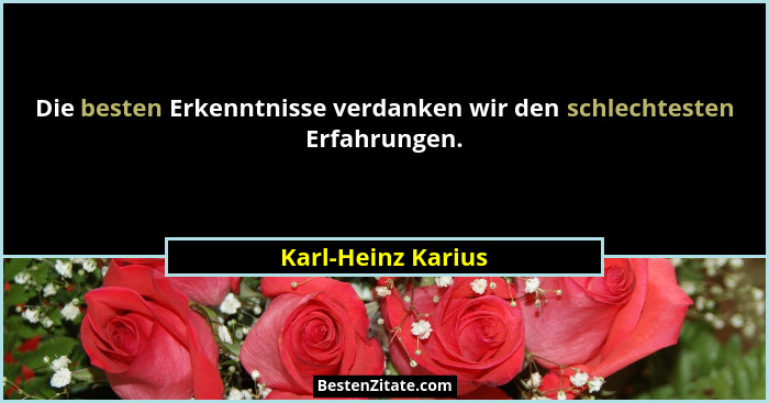 Die besten Erkenntnisse verdanken wir den schlechtesten Erfahrungen.... - Karl-Heinz Karius