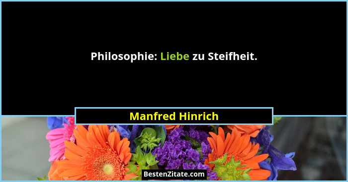 Philosophie: Liebe zu Steifheit.... - Manfred Hinrich