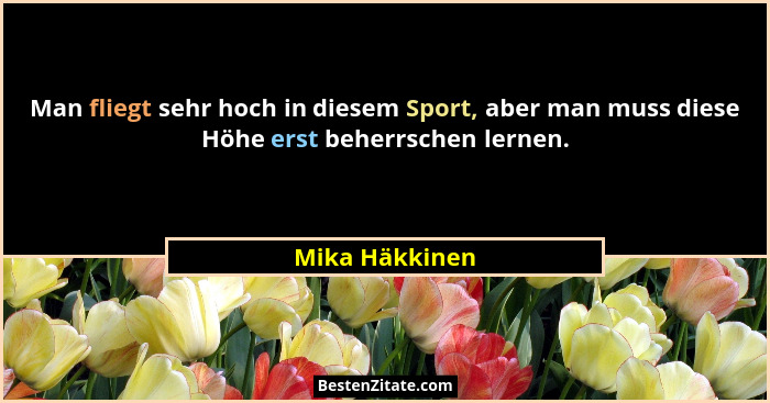 Man fliegt sehr hoch in diesem Sport, aber man muss diese Höhe erst beherrschen lernen.... - Mika Häkkinen