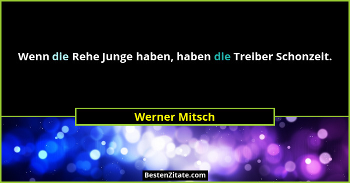 Wenn die Rehe Junge haben, haben die Treiber Schonzeit.... - Werner Mitsch