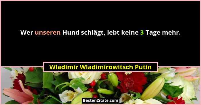 Wer unseren Hund schlägt, lebt keine 3 Tage mehr.... - Wladimir Wladimirowitsch Putin