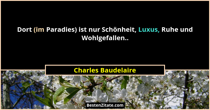 Dort (im Paradies) ist nur Schönheit, Luxus, Ruhe und Wohlgefallen..... - Charles Baudelaire