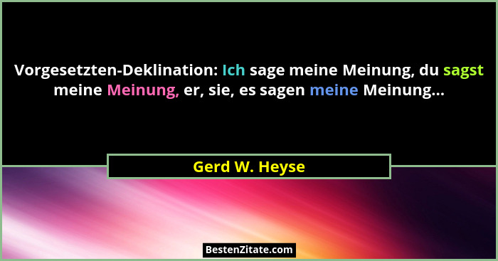 Vorgesetzten-Deklination: Ich sage meine Meinung, du sagst meine Meinung, er, sie, es sagen meine Meinung...... - Gerd W. Heyse
