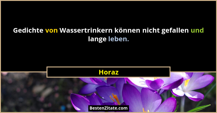 Gedichte von Wassertrinkern können nicht gefallen und lange leben.... - Horaz
