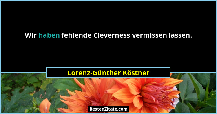 Wir haben fehlende Cleverness vermissen lassen.... - Lorenz-Günther Köstner