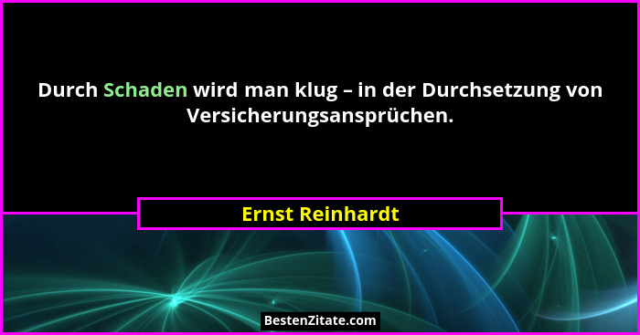Durch Schaden wird man klug – in der Durchsetzung von Versicherungsansprüchen.... - Ernst Reinhardt