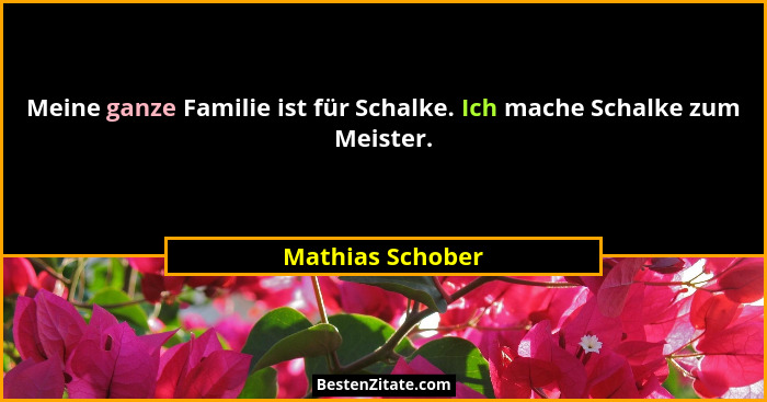 Meine ganze Familie ist für Schalke. Ich mache Schalke zum Meister.... - Mathias Schober