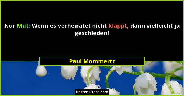 Nur Mut: Wenn es verheiratet nicht klappt, dann vielleicht ja geschieden!... - Paul Mommertz