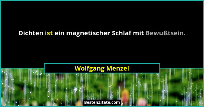 Dichten ist ein magnetischer Schlaf mit Bewußtsein.... - Wolfgang Menzel