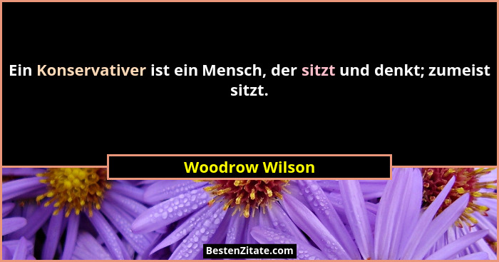 Ein Konservativer ist ein Mensch, der sitzt und denkt; zumeist sitzt.... - Woodrow Wilson