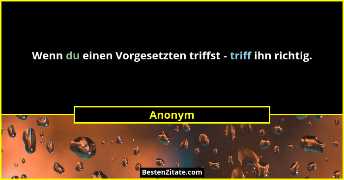 Wenn du einen Vorgesetzten triffst - triff ihn richtig.... - Anonym