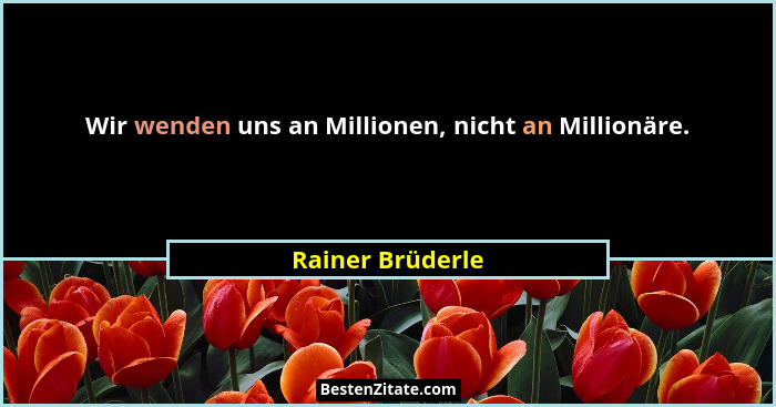 Wir wenden uns an Millionen, nicht an Millionäre.... - Rainer Brüderle