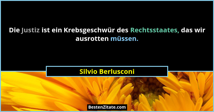 Die Justiz ist ein Krebsgeschwür des Rechtsstaates, das wir ausrotten müssen.... - Silvio Berlusconi