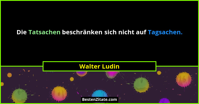 Die Tatsachen beschränken sich nicht auf Tagsachen.... - Walter Ludin