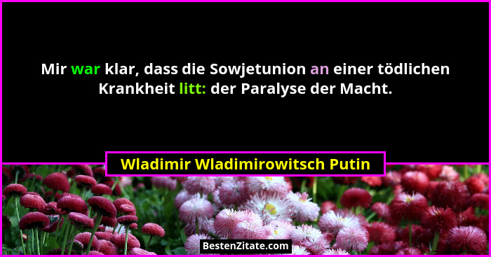 Mir war klar, dass die Sowjetunion an einer tödlichen Krankheit litt: der Paralyse der Macht.... - Wladimir Wladimirowitsch Putin