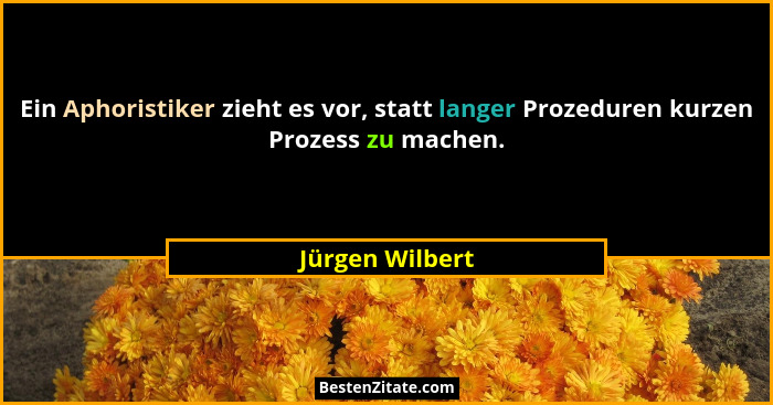 Ein Aphoristiker zieht es vor, statt langer Prozeduren kurzen Prozess zu machen.... - Jürgen Wilbert