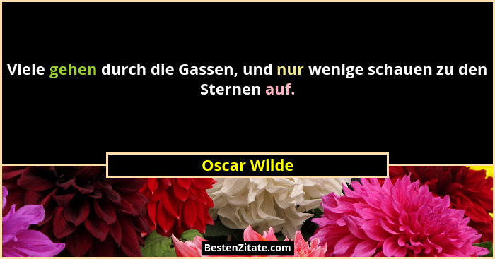 Viele gehen durch die Gassen, und nur wenige schauen zu den Sternen auf.... - Oscar Wilde