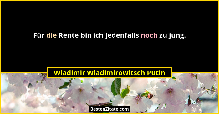 Für die Rente bin ich jedenfalls noch zu jung.... - Wladimir Wladimirowitsch Putin