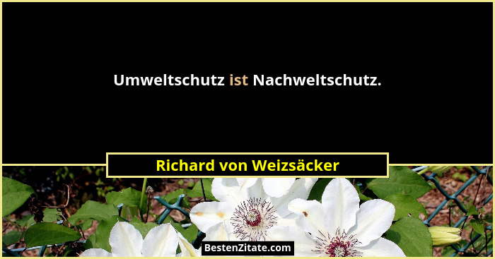 Umweltschutz ist Nachweltschutz.... - Richard von Weizsäcker