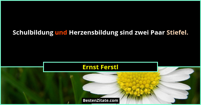 Schulbildung und Herzensbildung sind zwei Paar Stiefel.... - Ernst Ferstl