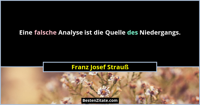 Eine falsche Analyse ist die Quelle des Niedergangs.... - Franz Josef Strauß