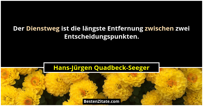 Der Dienstweg ist die längste Entfernung zwischen zwei Entscheidungspunkten.... - Hans-Jürgen Quadbeck-Seeger