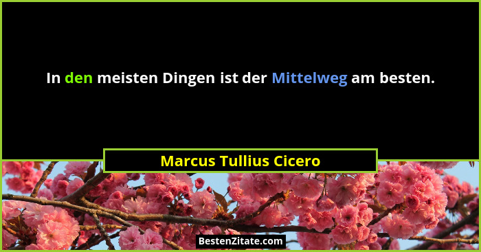 In den meisten Dingen ist der Mittelweg am besten.... - Marcus Tullius Cicero