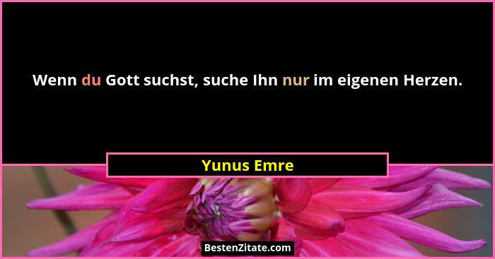 Wenn du Gott suchst, suche Ihn nur im eigenen Herzen.... - Yunus Emre