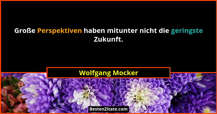 Große Perspektiven haben mitunter nicht die geringste Zukunft.... - Wolfgang Mocker