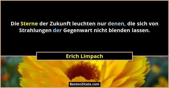 Die Sterne der Zukunft leuchten nur denen, die sich von Strahlungen der Gegenwart nicht blenden lassen.... - Erich Limpach