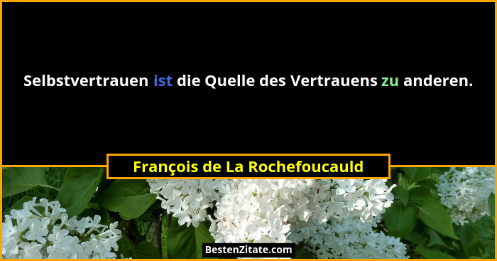 Selbstvertrauen ist die Quelle des Vertrauens zu anderen.... - François de La Rochefoucauld