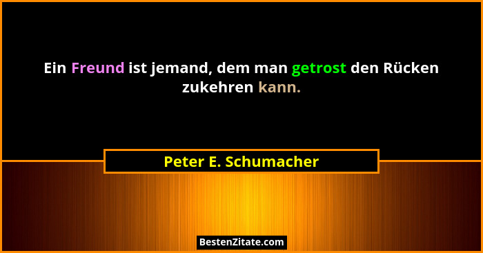 Ein Freund ist jemand, dem man getrost den Rücken zukehren kann.... - Peter E. Schumacher