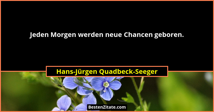 Jeden Morgen werden neue Chancen geboren.... - Hans-Jürgen Quadbeck-Seeger