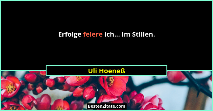 Erfolge feiere ich... im Stillen.... - Uli Hoeneß