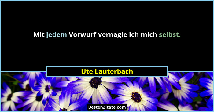 Mit jedem Vorwurf vernagle ich mich selbst.... - Ute Lauterbach