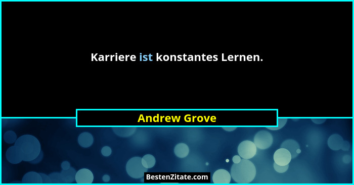 Karriere ist konstantes Lernen.... - Andrew Grove
