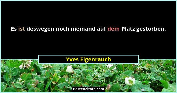 Es ist deswegen noch niemand auf dem Platz gestorben.... - Yves Eigenrauch