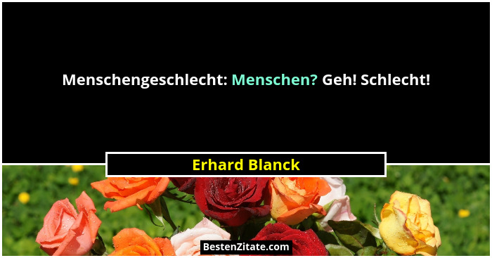 Menschengeschlecht: Menschen? Geh! Schlecht!... - Erhard Blanck