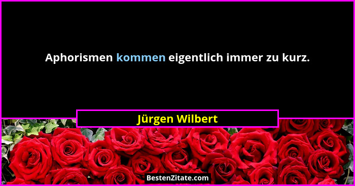 Aphorismen kommen eigentlich immer zu kurz.... - Jürgen Wilbert