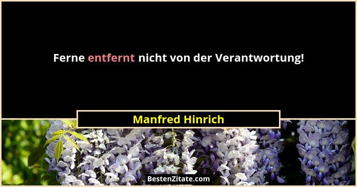 Ferne entfernt nicht von der Verantwortung!... - Manfred Hinrich