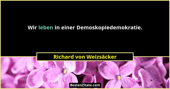 Wir leben in einer Demoskopiedemokratie.... - Richard von Weizsäcker